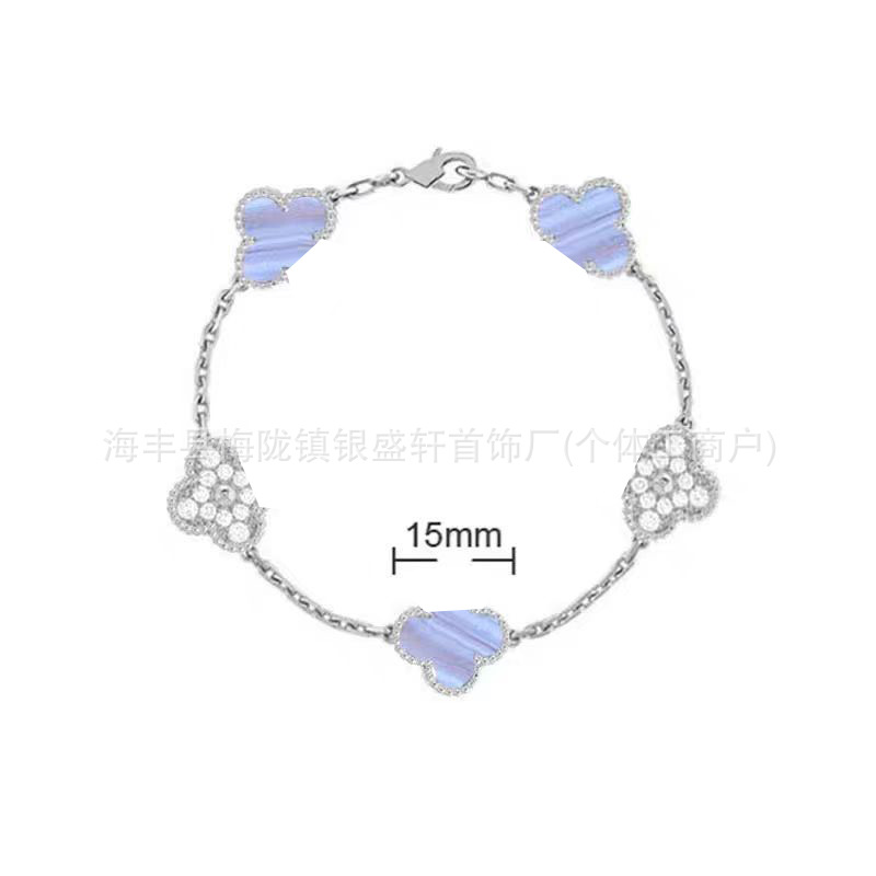 V ゴールドハイバージョン四つ葉のクローバー五花ブレスレット女性用 18K ゴールドメッキ非退色ホワイトマザーオブパールブラックアゲートブレスレットメーカー卸売