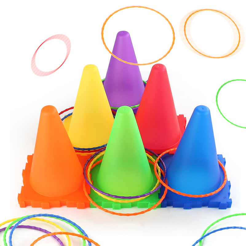 Juguete de lanzamiento casual para niños, anillo de anillo, anillo de tubo de helado luminoso de plástico, juego de sacos de arena de entrenamiento de integración sensorial al aire libre