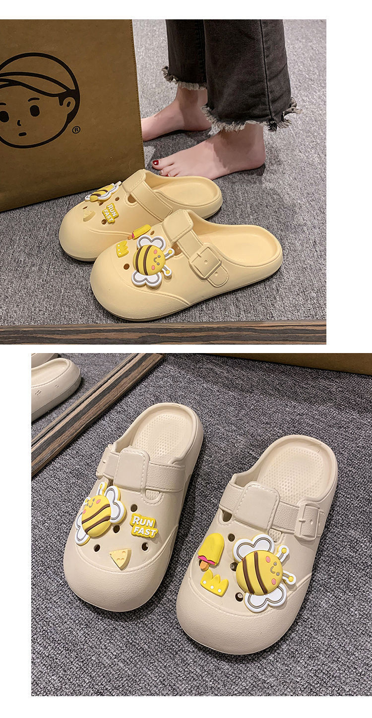 レディースクロッグサンダル カートゥーンデザイン 滑り止め 夏用ビーチサンダル  詳細画像