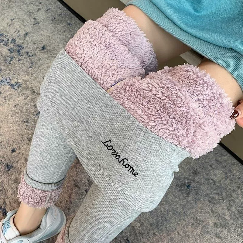 Fleece thin warm velvet leggings, demi-season keep warm trousers
