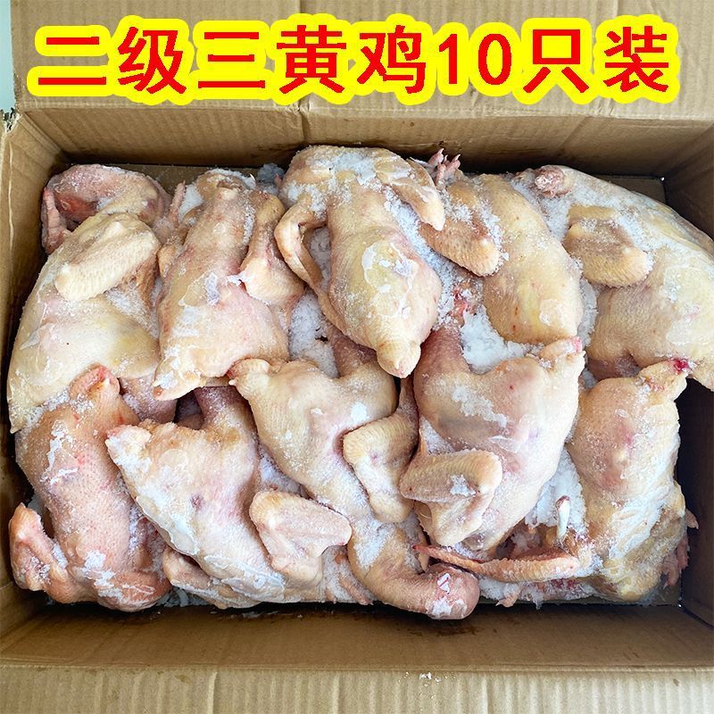冷冻三黄鸡整只商用10只装批发二级三黄鸡白条鸡土鸡残鸡饭店食堂