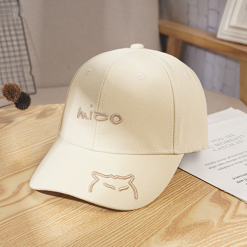 Child Hard Top Cat Embroidered Baseball Cap Korean Style Candy Color Fresh Sun Protection Duckbill Hat Factory Wholesale