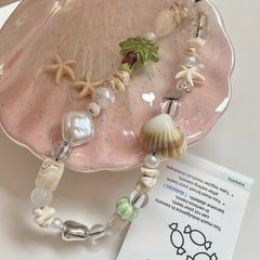 夏日耶耶貝殼清新手機掛飾diy串珠ccd鏈條掛飾相機掛鏈手腕式掛繩