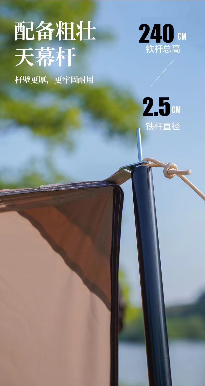 4-Pole Black Glue Canopy Shading Sunscreen Rainproof Outdoor Camping Tent Portable Awning Canopy Butterfly Octagonal Sky