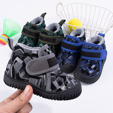 冬季新款加绒加厚儿童短靴休闲魔术贴软底运动靴子男女童保暖棉鞋