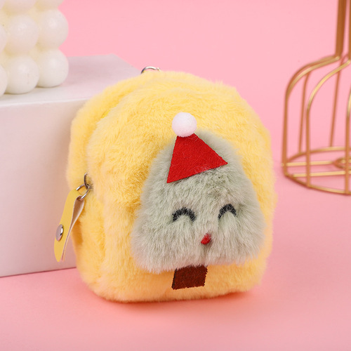 Korean version ins girly heart Christmas coin purse mini cartoon plush key bag small fresh headphone storage bag