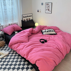 Little Red Book Black Fan Series!  Morandi color matching cotton four-piece high-end bed sheet and quilt cover three-piece set