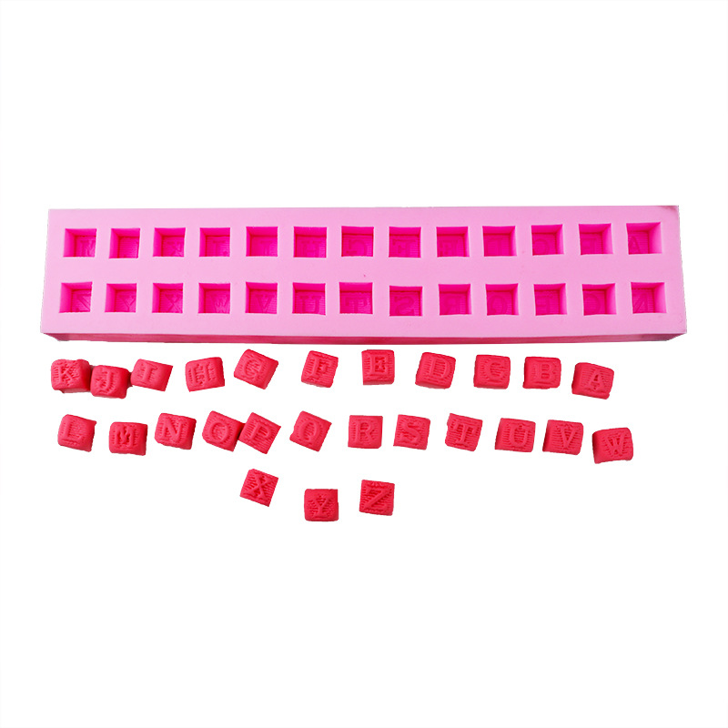 Letras inglesas bloques de construcción fondant chocolate decoración pastel molde silicona DIY epoxi herramientas para hornear