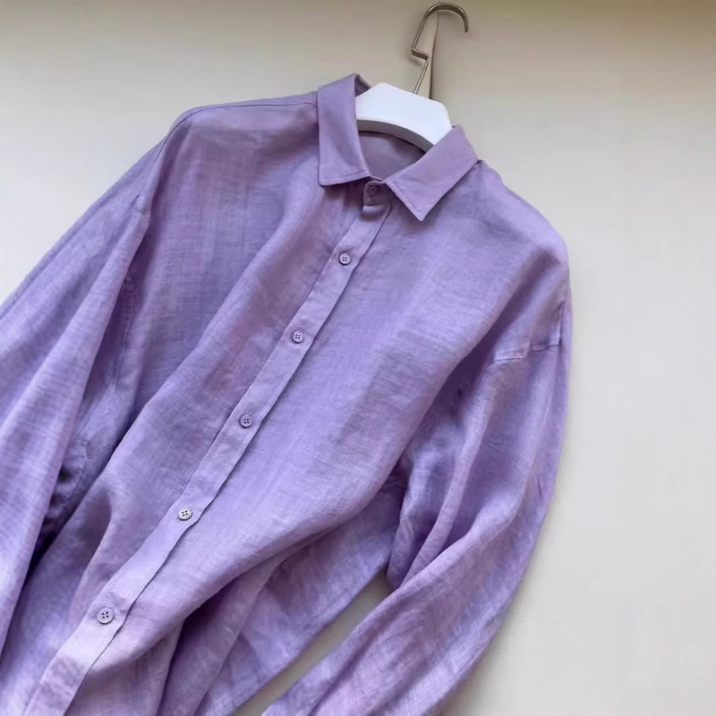 CHAO grade D-free recommend is welded to the body, and everything is uma! Taro Purple Linen Sunscreen Shirt Women's Summer Fashion