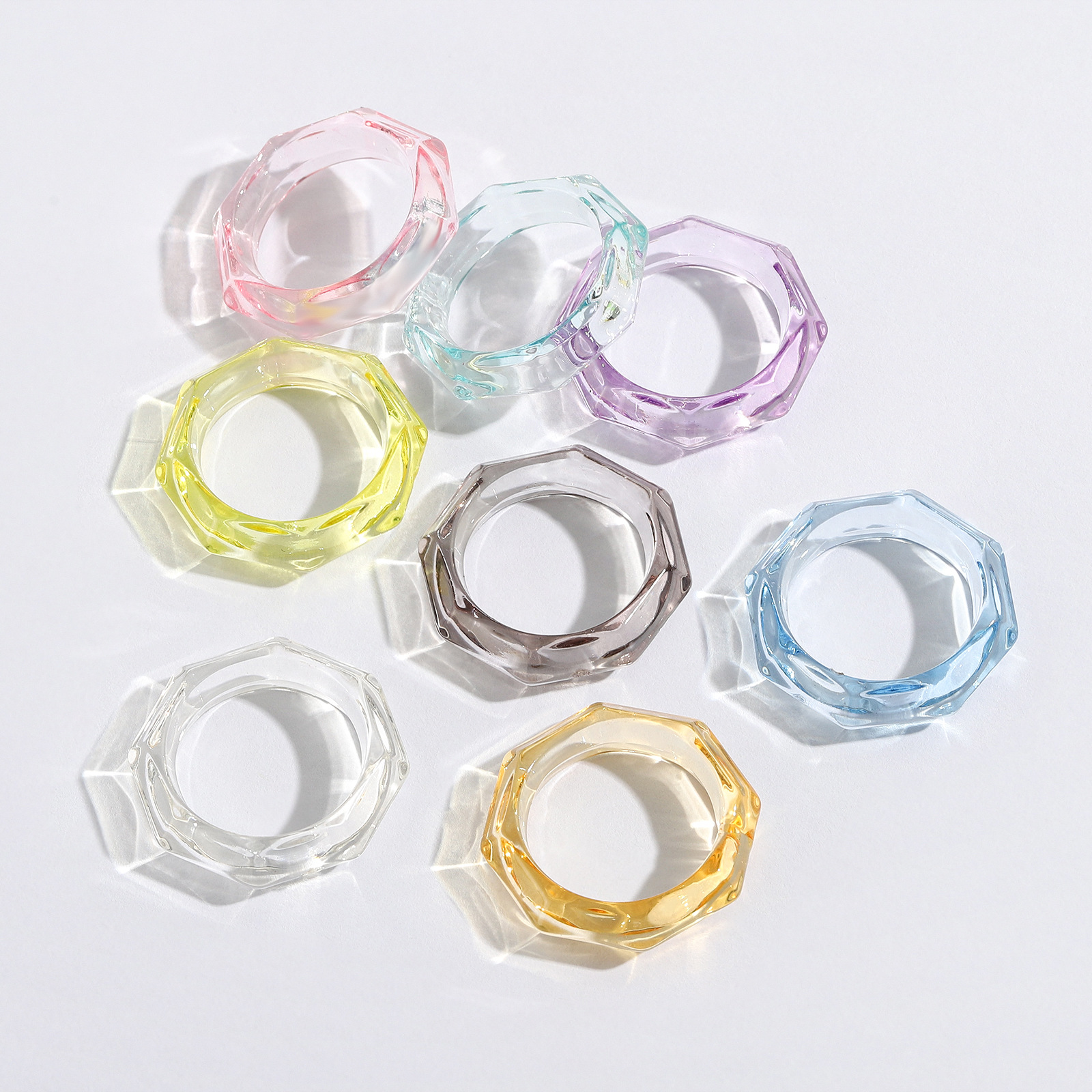 Korean Color Acrylic Resin Rhombus Ring display picture 20