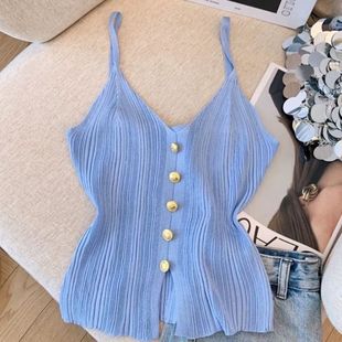 Summer New V-Neck Large Size Camisole Women's Inner Wear with Beautiful Back Design and Sexy Outer Wear Fat mm Sleeveless Top