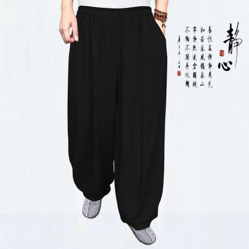 Nuevos pantalones de monje, algodón y lino para hombre, leggings gratis de verano, ropa de meditación para laicas, ropa fina, ropa de práctica suelta de lino, pantalones casuales