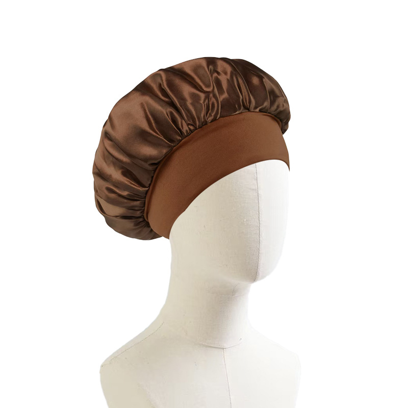 Gorro de Noche de Satén para Mujer con Borde Ancho para Dormir y Cuidado del Cabello image 9
