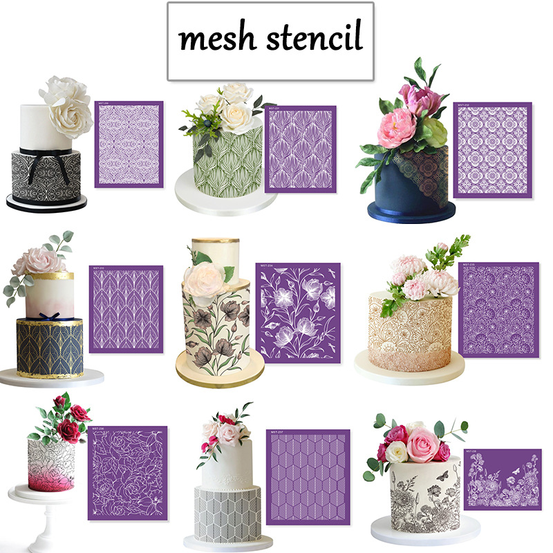 Cruz-frontera diamante Rosa mariposa flor patrón de tela molde fondant cake hornear borde spray molde malla plantilla