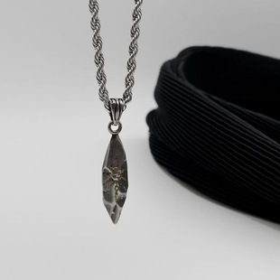 Manufacturer's Retro Wishing Stone 925 Silver Necklace Men's Niche Design Handmade Old Pendant Simple and Versatile Direct Sales