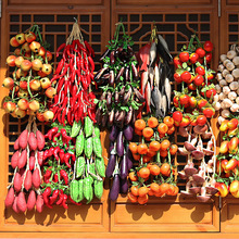 仿真蔬菜水果串壁挂模型辣椒玉米挂串道具假蔬菜装饰品塑料挂饰