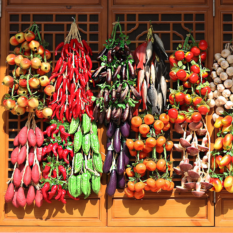Simulated Vegetable Skewers, Fruit Skewers, Wall-Mounted Model, Chili Pepper, Corn Skewers, Props, Fake Vegetable Decorations, Hanging Ornaments