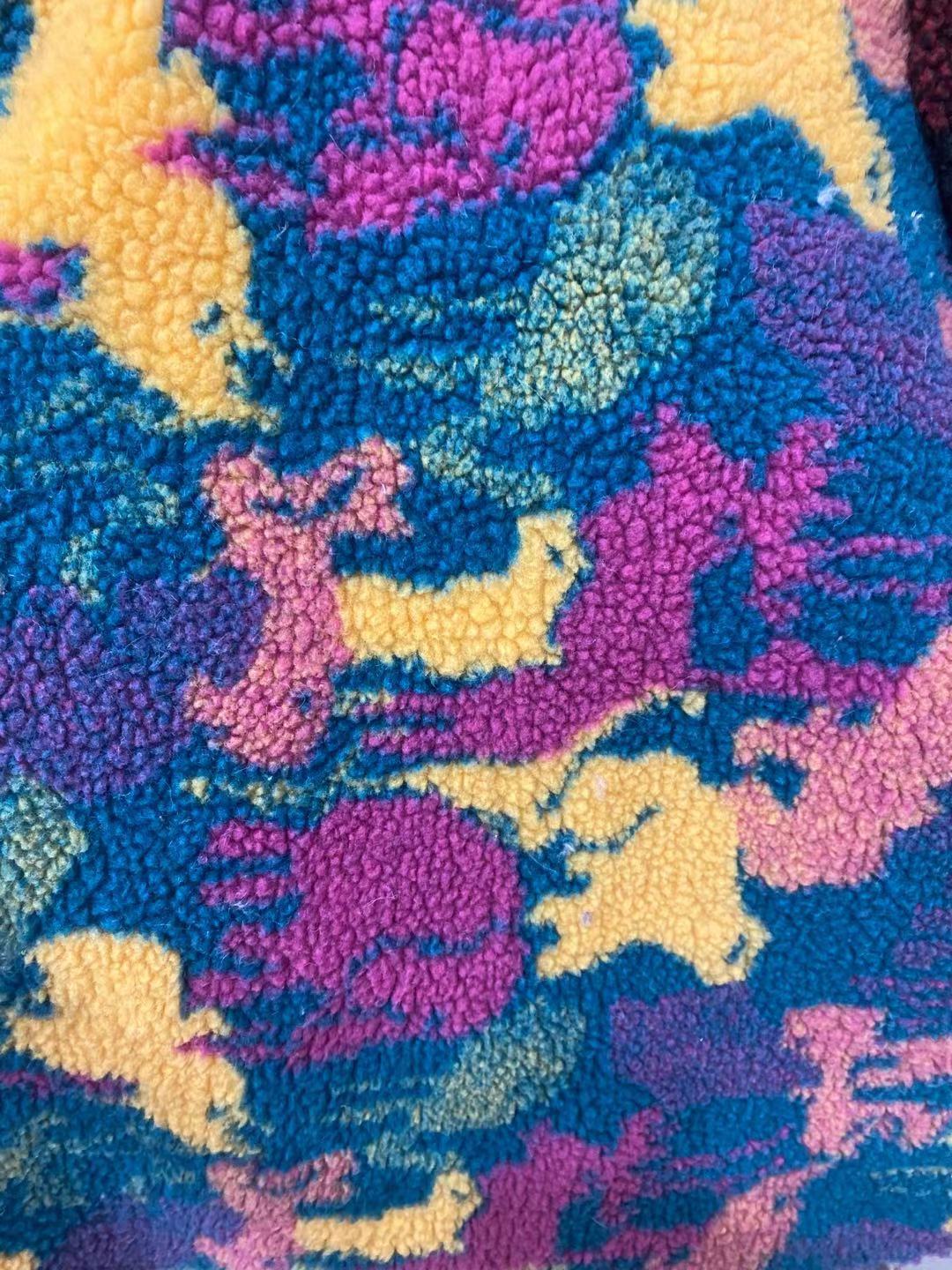 现货供应羊羔毛提花动物提花 格子提花 黑白格子 方块格 时装面料