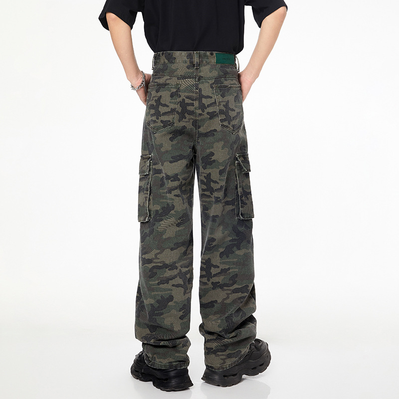 Men's Cargo Pants Retro Multi Pocket Camouflage Workwear Jeans_voghion.com