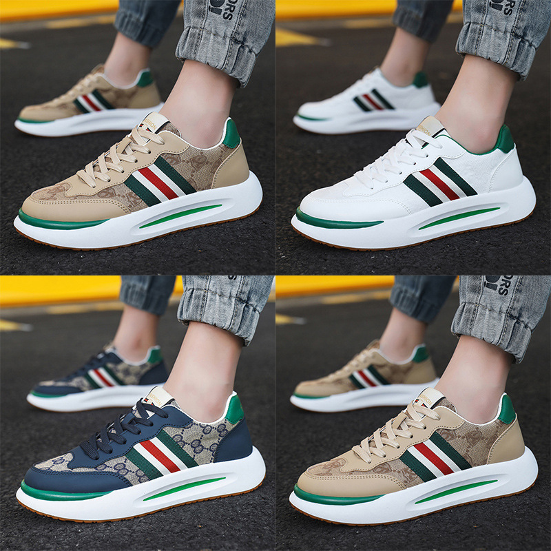 Spring trend sports shoes men 2023 new leather breathable sneakers men's British all-match soft-soled casual shoes_voghion.com