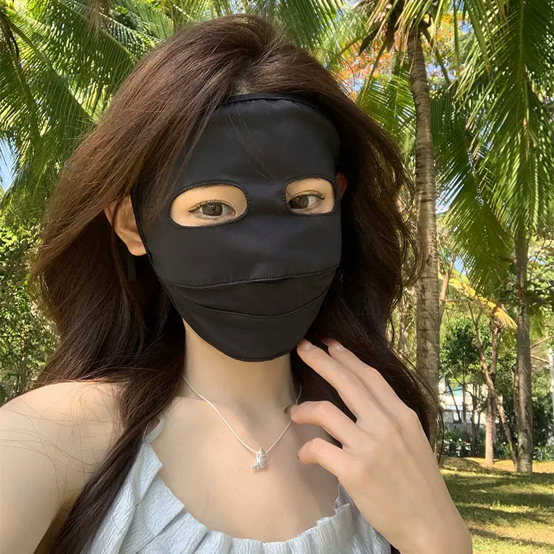 夏季冰丝防熊猫眼防晒面罩女全脸透气薄款户外遮阳防晒脸基尼口罩