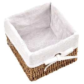 藤编收纳筐桌面化妆品收纳盒草编篮子卧室编织框玩具收纳整理篮