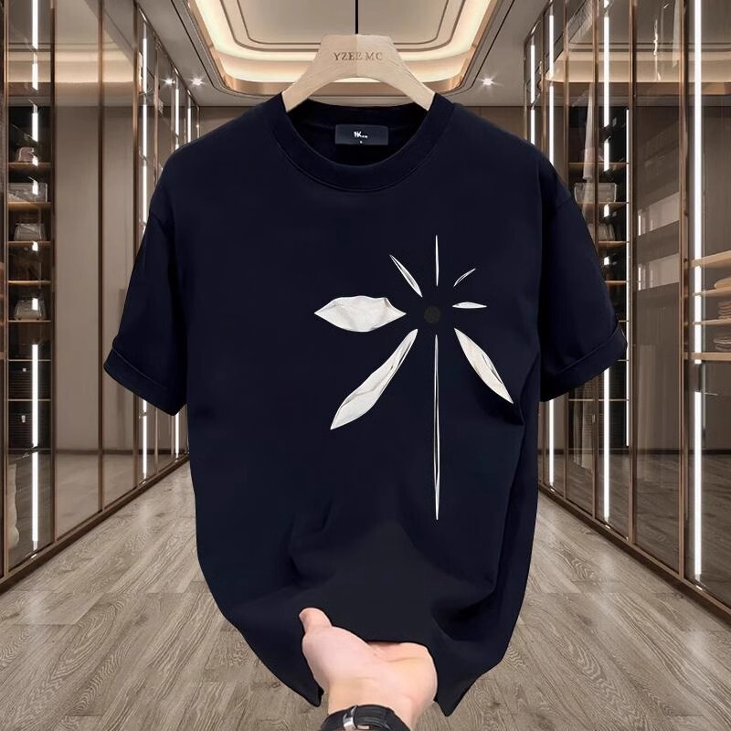 250g Heavyweight Combed Cotton Short-Sleeved T-Shirt Men's American Trendy Brand Summer New Loose Round Neck Top Versatile 250g Heavyweight Combed Cotton Short-Sleeved T-Shirt Men's American Trendy Brand Summer New Loose Round Neck Top Versatile