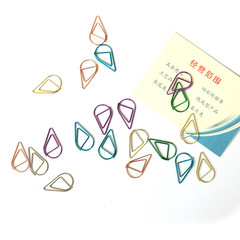 Cute small water drop shape paper clip wholesale metal bookmark color paper clip message holder book page holder