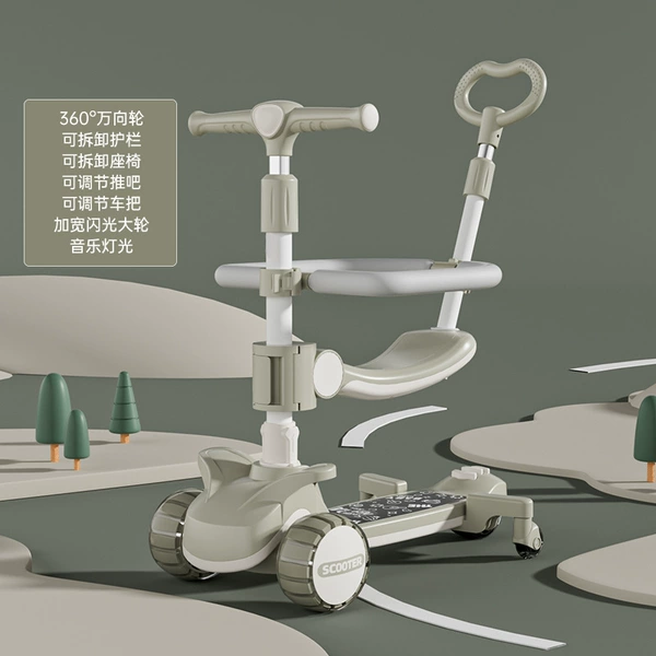 Light bean green + Hummer wheel + seat + music + push handle + fence + universal wheel