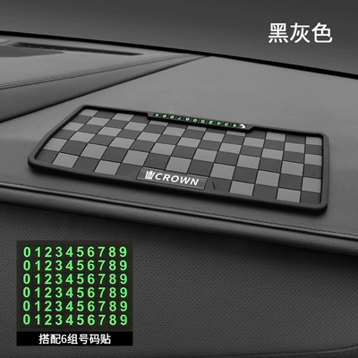 Ornaments Central Control Instrument Panel — Anti-slip mat - diamond-anti-slip-mat-crown-black-gray-with-number-plate