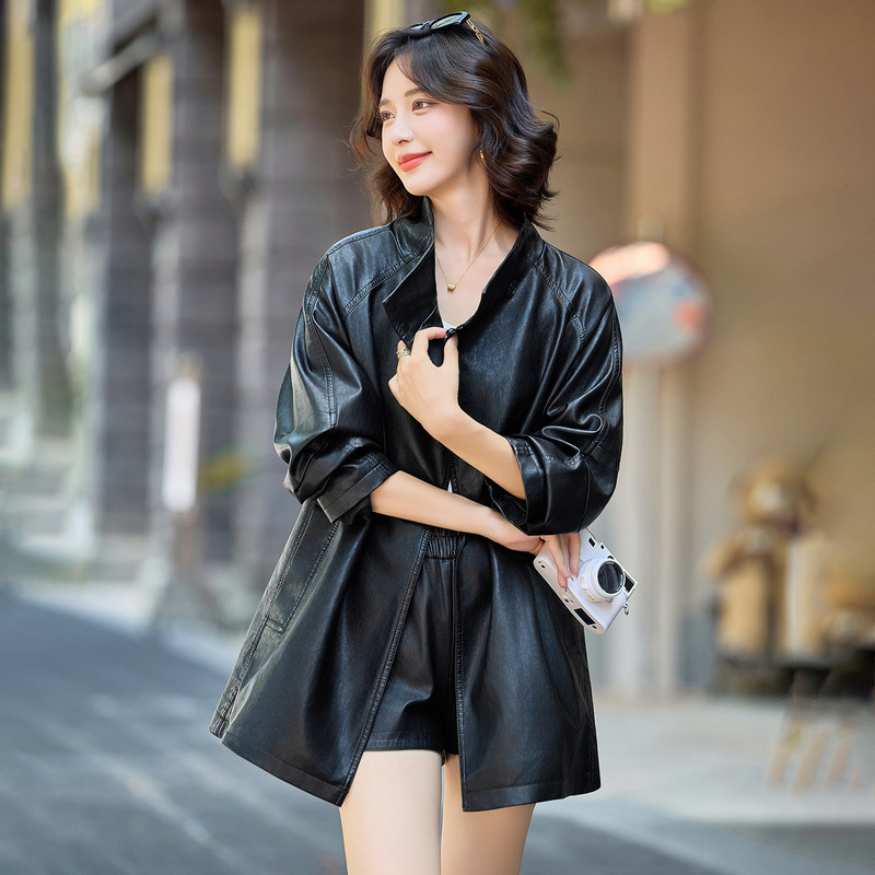 2025 Super Popular Women's Leather Jacket Autumn and Winter Lambskin High-End Stand-Up Collar Fleece-Lined Mid-Length Genuine Leather Windbreaker Age-Reducing Jacket 2025 Super Popular Women's Leather Jacket Autumn and Winter Lambskin High-End Stand-Up Collar Fleece-Lined Mid-Length Genuine Leather Windbreaker Age-Reducing Jacket