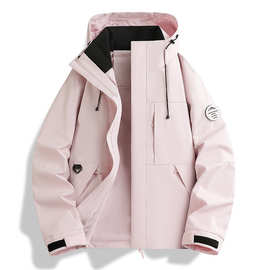 工厂现货骆陀同款 S-5XL情侣冲锋衣外套山系休闲连帽登山服上衣女