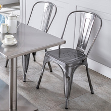 简约现代金属餐椅铁艺不锈钢色餐厅工业风餐饮店商用靠背餐桌椅子