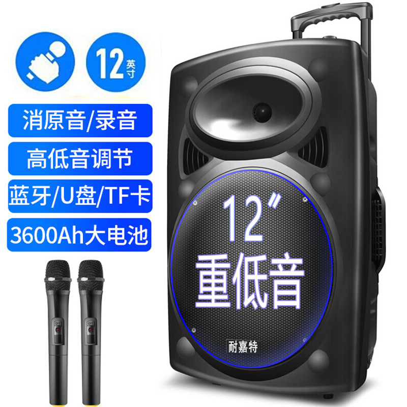 12 pulgadas cuadrada danza barra de tracción altavoz móvil portátil al aire libre K canción fábrica de sonido al por mayor Bluetooth inalámbrico 5.0