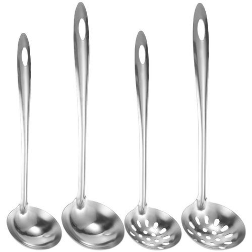 Stainless steel hot pot spoon soup spoon colander household long handle soup shell soup colander set wholesale filter spoon kitchen utensils cooking tools