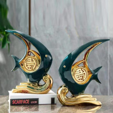 新品轻奢陶瓷    情侣对鱼   电镀摆件   创意抽象艺术  软装装饰