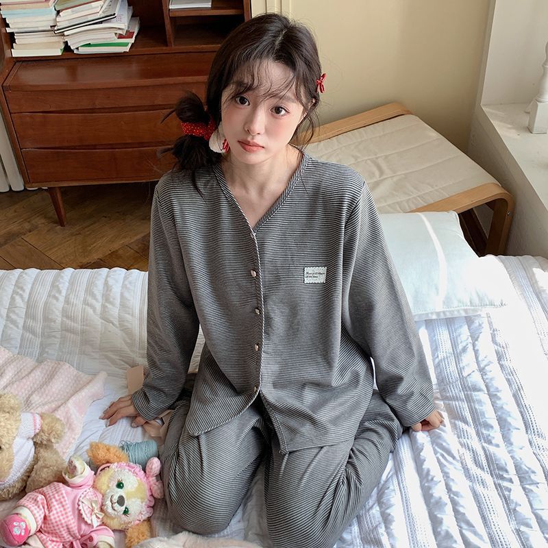 Can Be Worn Outside Pajamas for Women in Autumn and Winter New Warm Long-Sleeved Cashmere Loose Korean Sweet Lace Home Wear Set