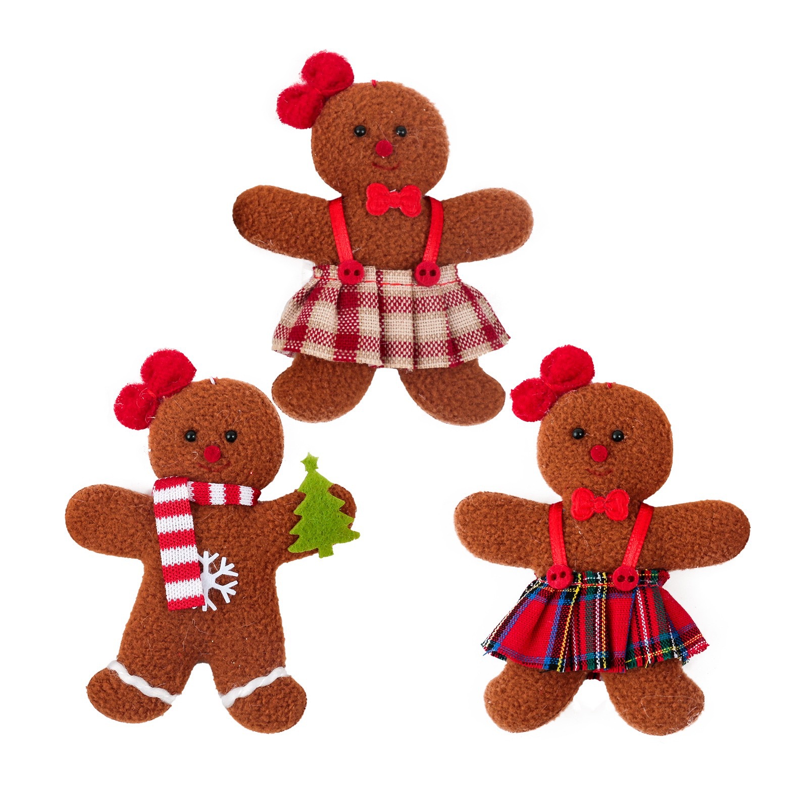 Nuevos productos creativos transfronterizos Navidad decoración pan de jengibre muñeca pequeña pieza colgante accesorios del árbol de Navidad colgante 3 piezas conjunto