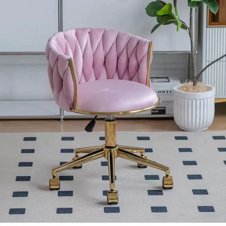 定制轻奢化妆椅卧室梳妆凳家用主播梳妆台椅金色升降美甲椅电脑椅