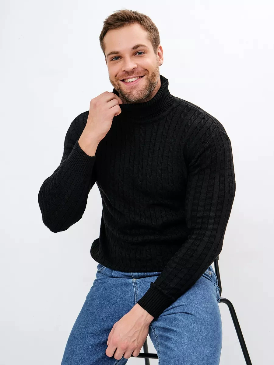 Свитер вязаный с воротником-гольфик turtleneck twist knitted sweater для мужчин