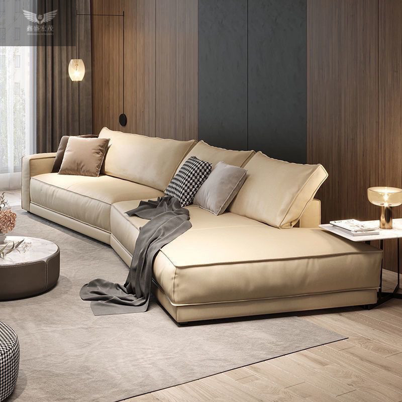 Sala de estar de lujo ligero Sofá de tela de tecnología de terciopelo esmerilado italiano simple y minimalista, apartamento grande y pequeño, sofá de forma especial de celebridad de Internet simple