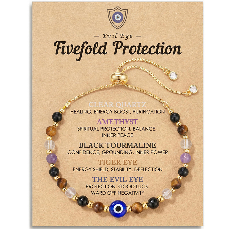 Cross-Border Evil Eye Protection Bracelet Blue Eye Amethyst Energy Stone Bracelet Evil Eye Pull-And-Pull Bracelet