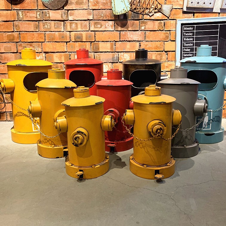 American Retro Trash Can Creative Industrial Style Iron Art Old Foot-Operated Fire Hydrant Trash Can Decorative Ornaments