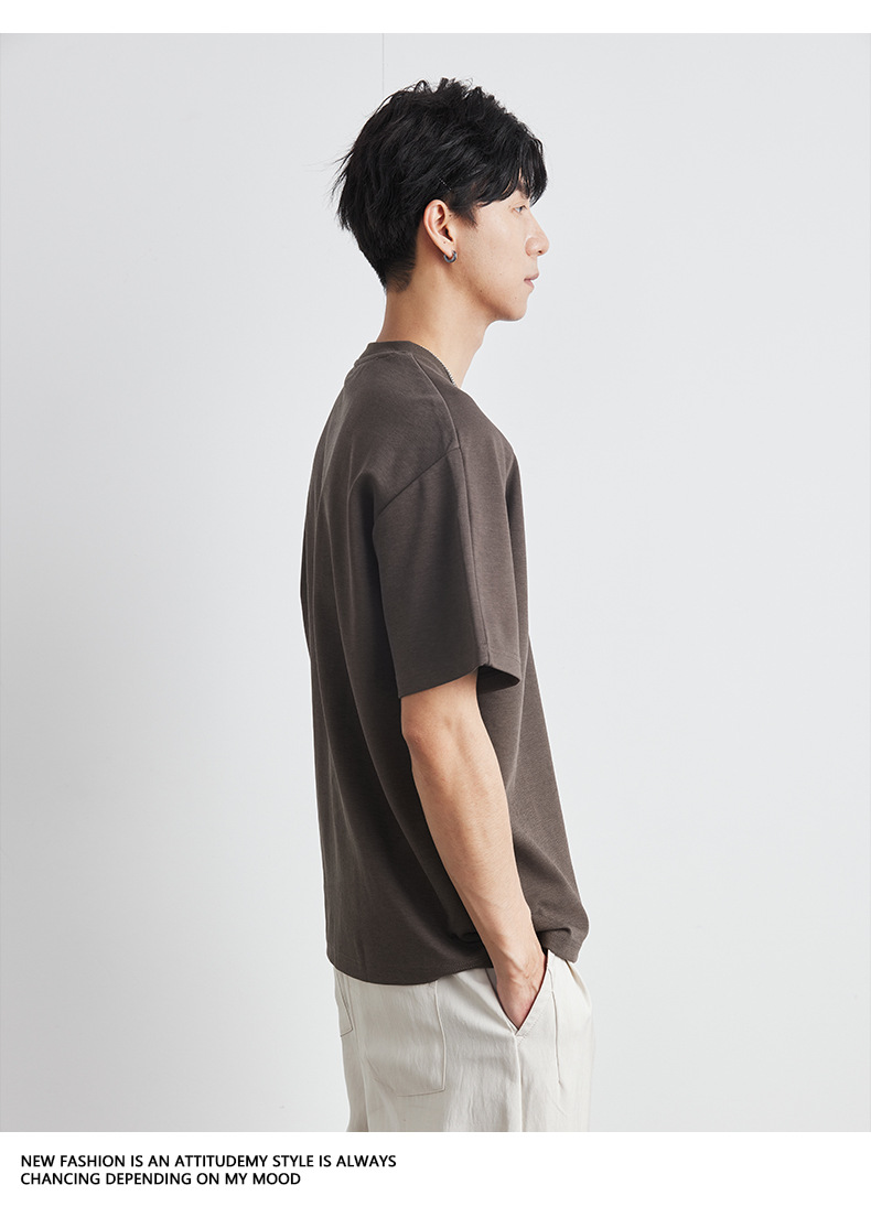 Áo thun nam cổ tròn tay ngắn chất liệu cotton thoáng mát — Màu xám đậm chi tiết 26
