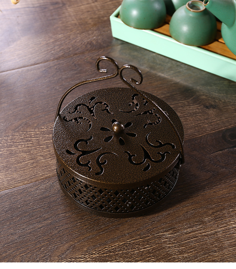 铁艺蚊香盘托家用神器蚊香架防火防烫带盖大号创意放文香盒子香炉