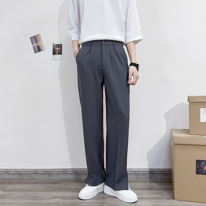 Spring and Autumn New Style Pants Men's Straight Loose Casual Pants Korean Style Pants Men's Trailing Pants Wide Leg Pants