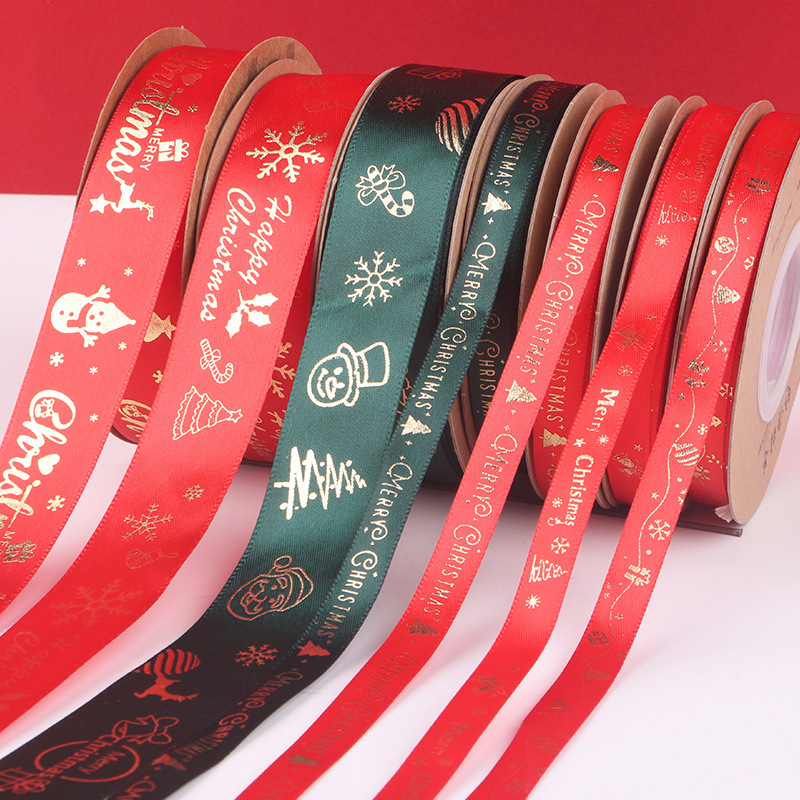 (2개) 크리스마스 시리즈 브론징 리본 꽃 장식 케이크 패키지 선물 수제 DIY 활 일치하는 리본