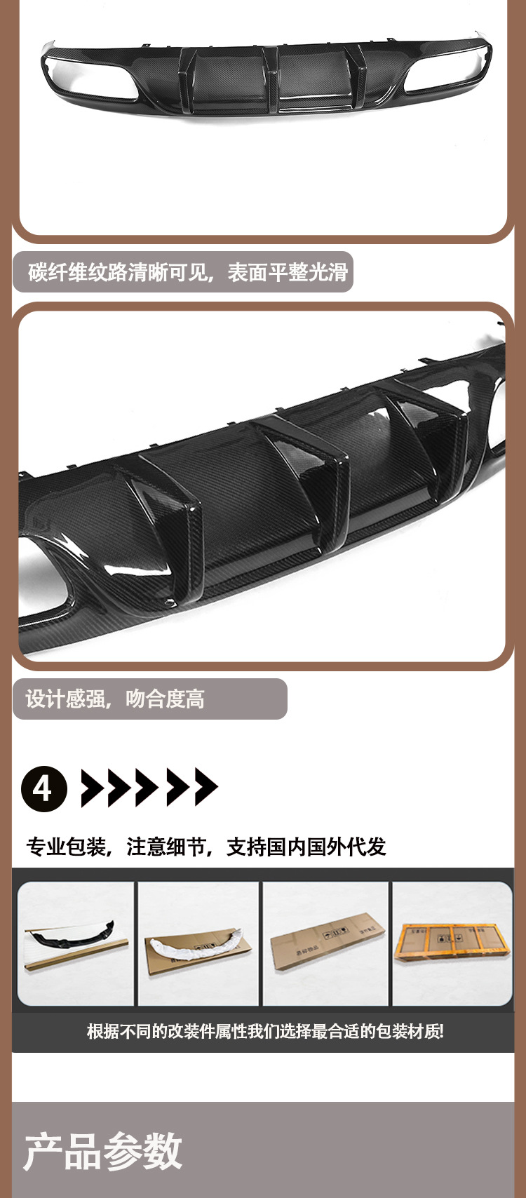 Carbon fiber rear lip tail lip rear spoiler for Mercedes Benz W205C63 FD model from 2015 to 2021