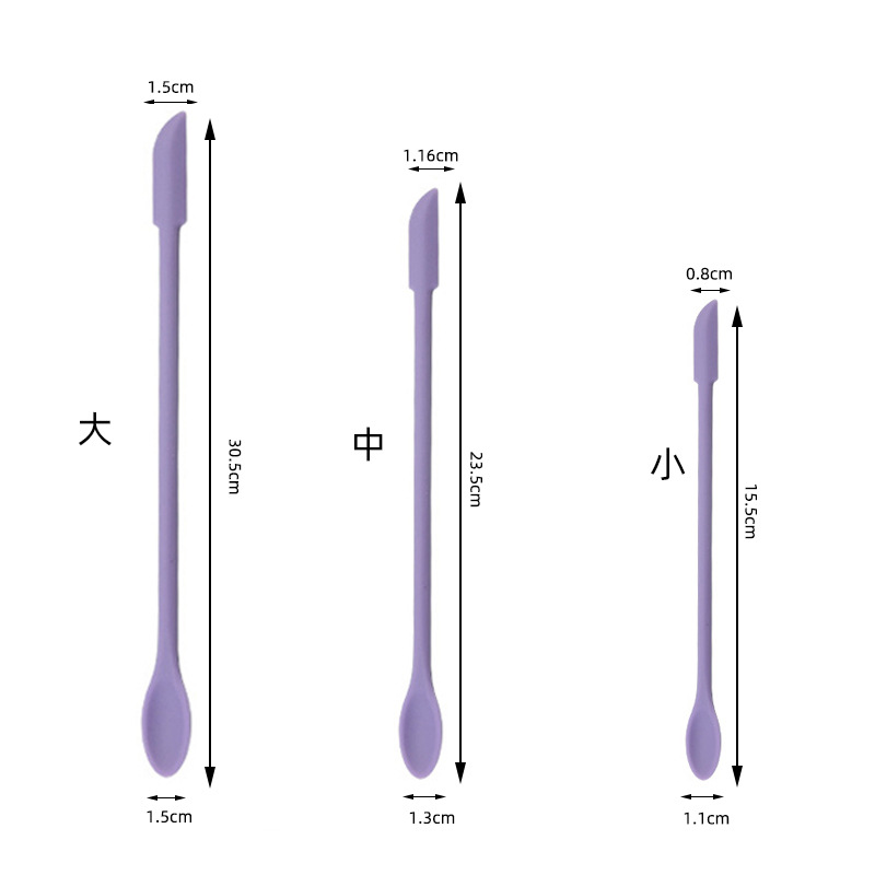 Nuevos cosméticos primicia productos de cuidado de la piel mini silicona de doble cabeza pequeña punta raspador mantequilla mermelada raspador conjunto de 3 piezas