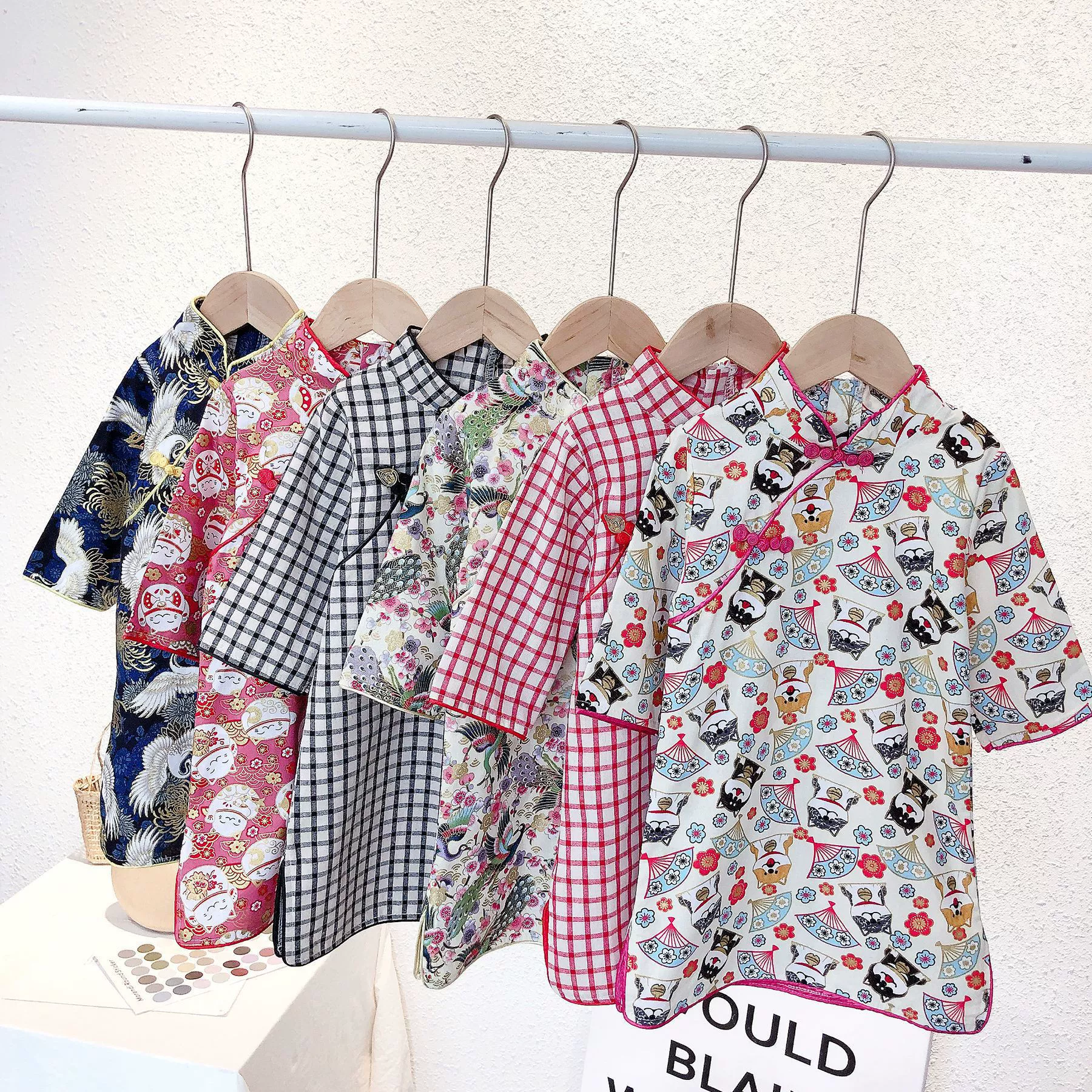 Для девочек Cheongsam Дети Летний хлопок и льна в китайском стиле